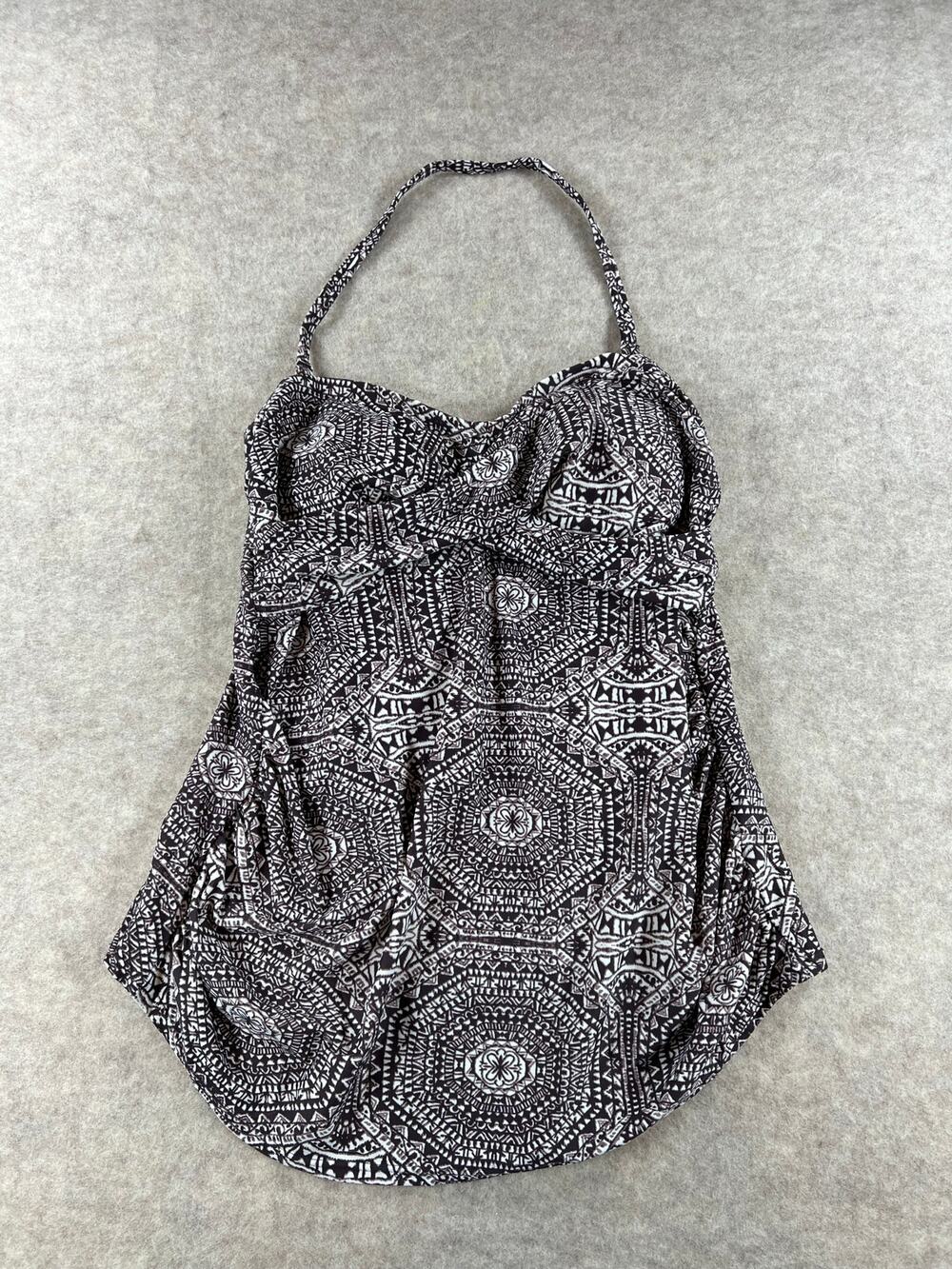 Liz Lange Maternity Medallion Print Tankini Swim Top Brown White Size Medium